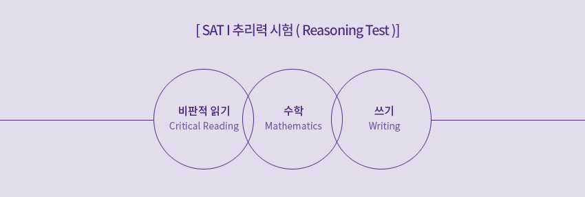 [ SAT I 추리력 시험 ( Reasoning Test )], 비판적 읽기 Critical Reading, 수학 Mathematics, 쓰기 Writing